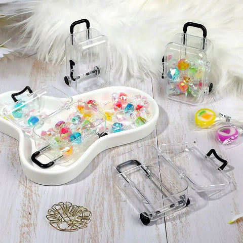 12 Pack Mini Travel Luggage Style Gift Boxes With Wheels For Party Favors And Wedding Candy Jewelry Display Case