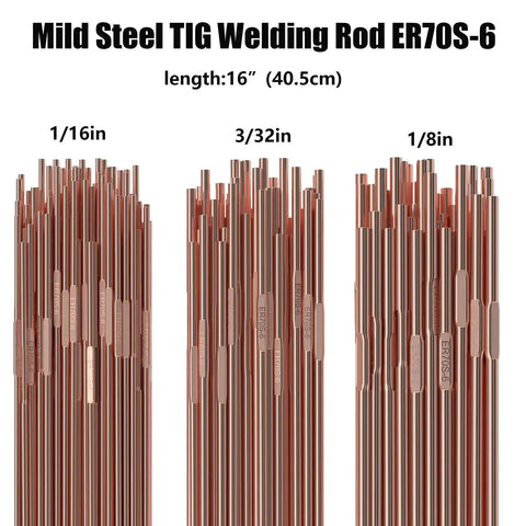 ER70S-6 Mild Steel TIG Welding Rod Filler Wire One Sixteenth Inch Diameter, Sixteen Inch Length, 5 Pound Pack, front view