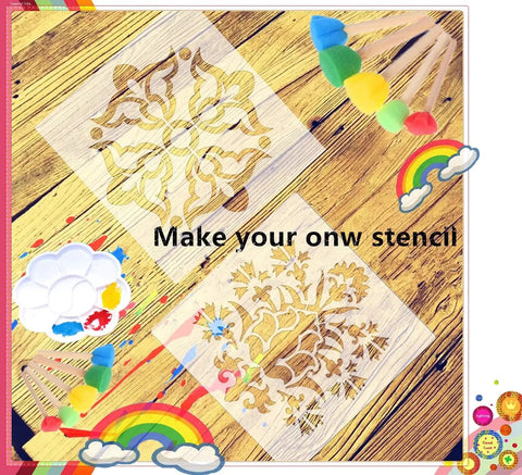 10 Mil Blank 12x12 Inch Stencil Sheets For Laser Cutting Vinyl And Mylar Projects, Transparent PET Acetate Template Material For DIY Stencils with painted designs