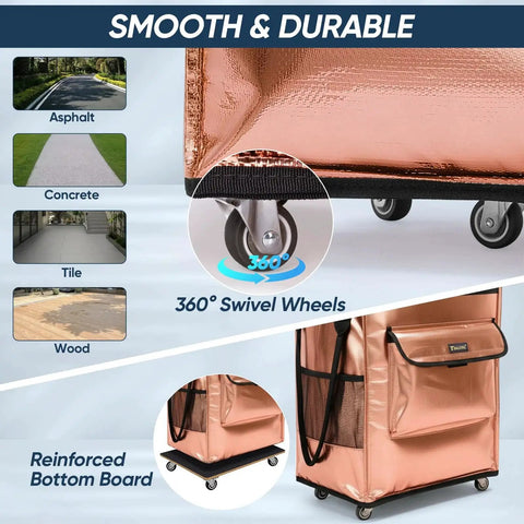Reusable Grocery Bags On Wheels Rolling Tote Bag With Large Capacity And Durable Double Layer PP Material for smooth surfaces.