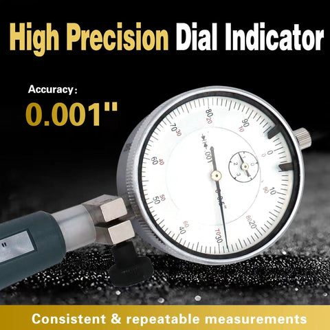 Close-up of the dial indicator from the Dial Bore Gauge Set For Machinists, 2 To 6 Inch Range With 0.001 Inch Accuracy by Bingox.