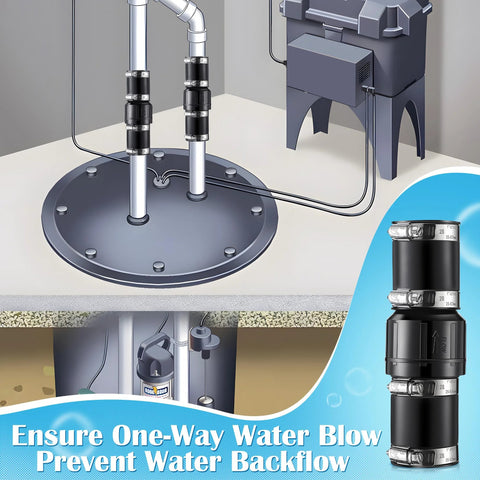 Sump pump check valve kit, Threlaco, for 1-1/2 in and 1-1/4 in pipes; includes 4 stainless steel hose clamps