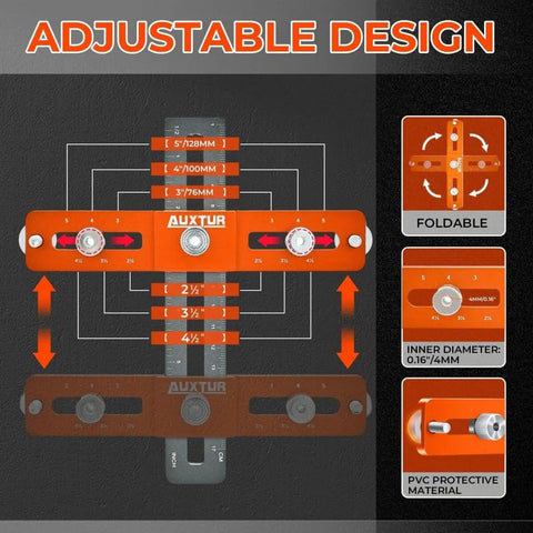 Pro-Grade Adjustable Cabinet Handle Template Tool With Alignment Hole Drill Guide For Knobs Handles And Pulls
