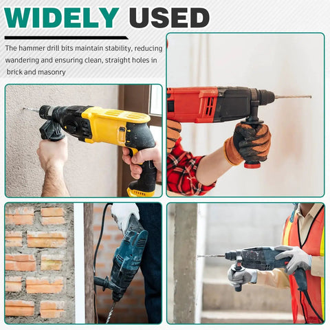 Lengthening 2 Pack 1 Inch By 14 Inch Rotary Hammer Drill Bit Set For Concrete And Masonry SDS Plus Carbide Tipped shown drilling