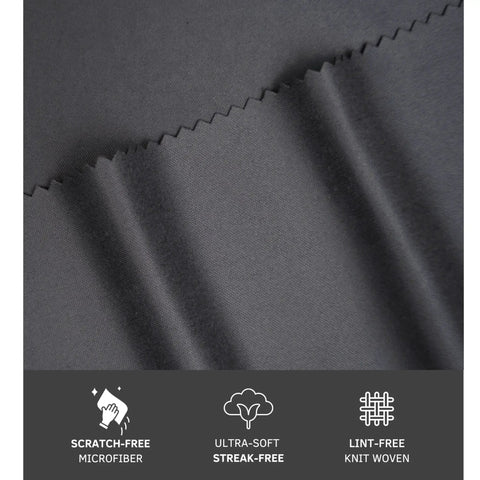 Close-up of scratch-free microfiber cloth from Pack Of 30 Japanese Style Microfiber Glasses Cleaning Cloths For Eyewear, displayed on dark surface.
