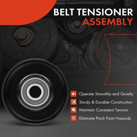 Heavy Duty Belt Idler Pulley Replacement For Jeep Grand Cherokee Grand Wagoneer And Dodge Ram 1500 shown in packaging with features listed
