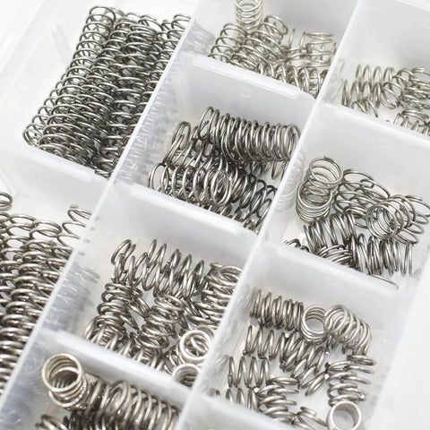Stainless Steel Compression Springs Assortment Kit With 240 Pieces In 15 Different Sizes, 16 Pieces Per Size, Each In Its Own Box