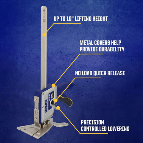 Quick Lift Construction Jack With 10 Inch Lift And 330 Lb Capacity, metal construction, visible control handle
