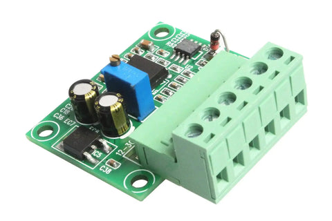 Frequency To Voltage Converter Module For PLCs And Inverters With 0 Hz To 10 kHz Range, showing analog output and input connectors.
