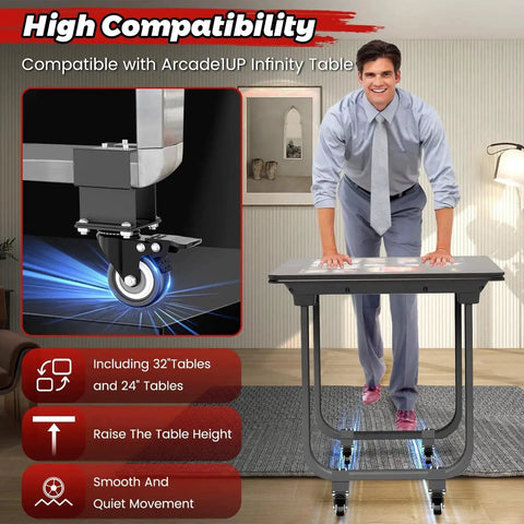 Riser Casters Set Of 4 With 360 Degree Swivel Wheels For Arcade Infinity Tables Raise Height Up To Four Inches Heavy Duty