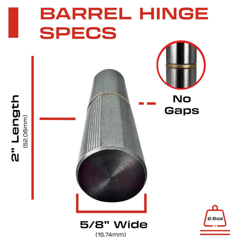 8 Pack 2 Inch Weldable Barrel Hinges Heavy Duty Steel Weld On Bullet Door Hinges Detachable For Metal Swing Doors Gates And Glass Doors With 11 32 Inch Pin Bearing shown front view with dimensions.