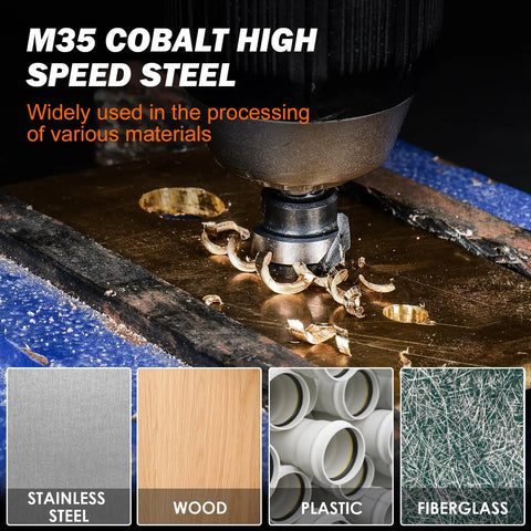 Cobalt Spiral Flute Step Drill Bit M35 HSS Three Eighths Inch Main Size With One Quarter Inch Shank drilling metal surface