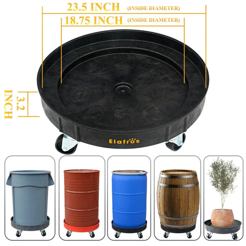 Heavy Duty Drum Dolly Cart For 30 And 55 Gallon Drums Up To 900 Lb Capacity With 2 Tier Platform And 5 Swivel Casters Black