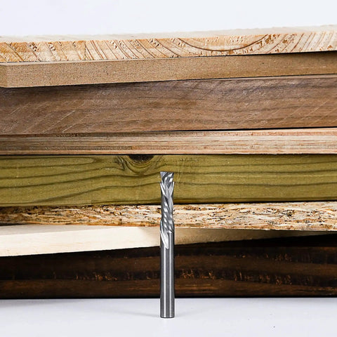 Compression Router Bits Set For CNC Woodworking With One Quarter Inch Shank And One Quarter Inch Cutting Diameter Carbide Up Down Cutters End Mills For Carving Slotting And Edge Cutting In One Quarter Inch Collet Routers SpeTool.