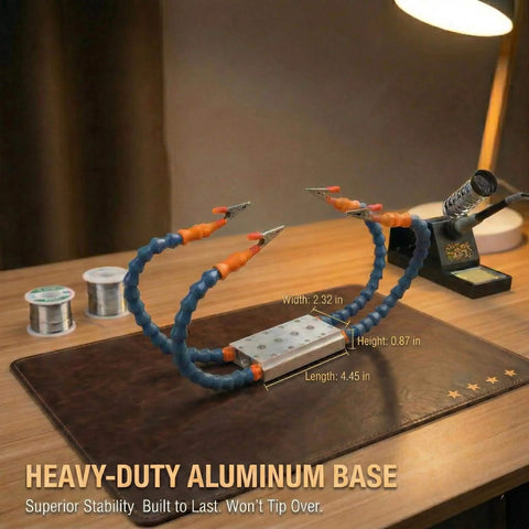 Four Arm Handy Helping Hands Pro Grade With Eleven Point Eight Inch Extended Gooseneck And Three Sixty Degree Rotating Alligator Clamps