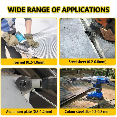 Pro Grade Metal Cutter For Drill Attachments cutting steel sheet, iron net, aluminum plate, color steel tile in various applications