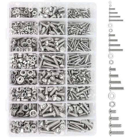 Premium 810 Piece Stainless Steel Socket Cap Screw Kit For M3 M4 M5 M6 With Nuts And Flat Washers Including Hex Wrenches