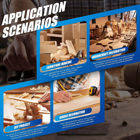 Image of woodworking projects including furniture making and woodcraft decoration with tools on workbenches.