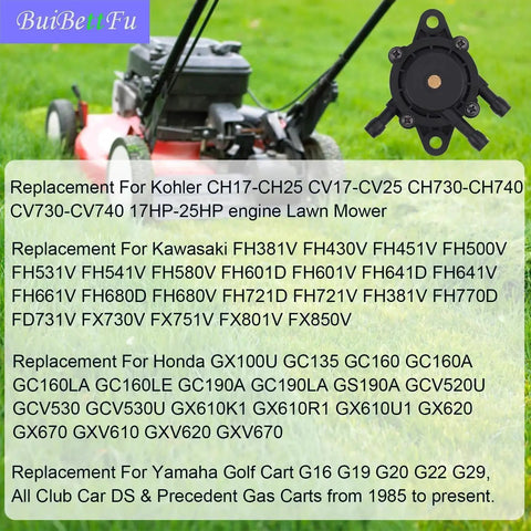 Replacement Fuel Pump For Lawn Mower With 24 393 04-S And 24 393 16-S 17HP To 25HP Engines shown alongside lawn mower