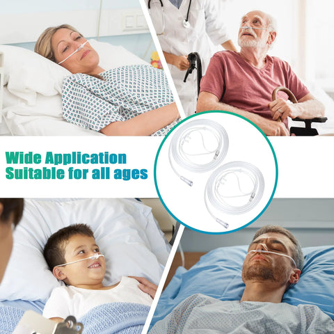 Anglechic 10-pack 7ft adult oxygen nasal cannula with transparent tubing and soft curved nosepiece.