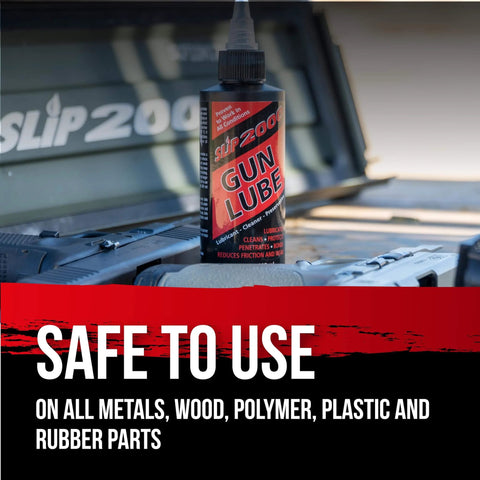 All-Conditions Synthetic Gun Lube CLP for Rifles Pistols Shotguns, 16-Ounce Trigger Spray bottle on gun case