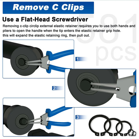 Pro Grade External Retaining Rings Kit With 580 Pcs Circlip Snap Ring Set For Bearings M4 To M28 In Black Alloy Steel demo