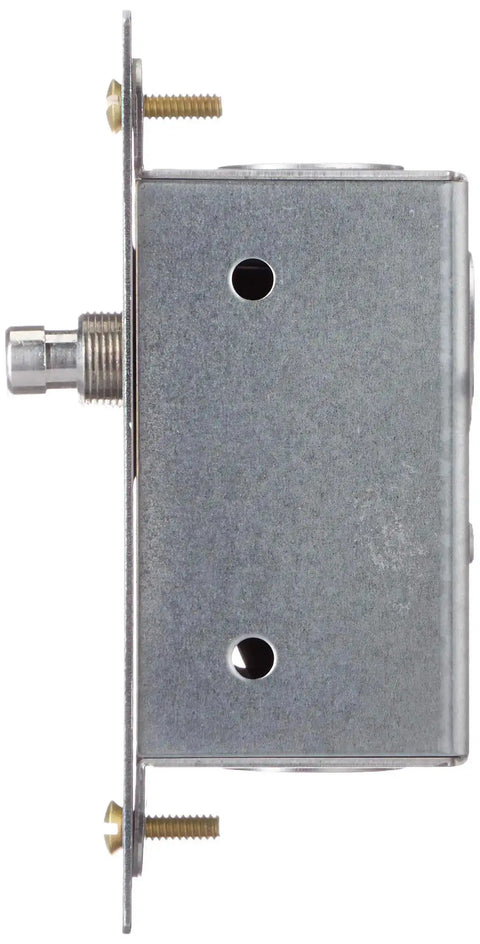 Side view of 3 Amp 125 Volt Doorjamb Switch with Jamb Box For Single Pole Circuits Brass Finish Momentary Commercial Grade
