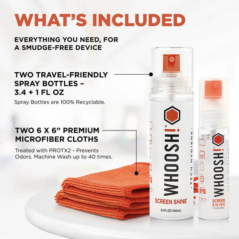 Screen Shine Duo XL Safe For All Screens And Lenses Cleaner Spray And Wipes with microfiber cloths and travel bottles