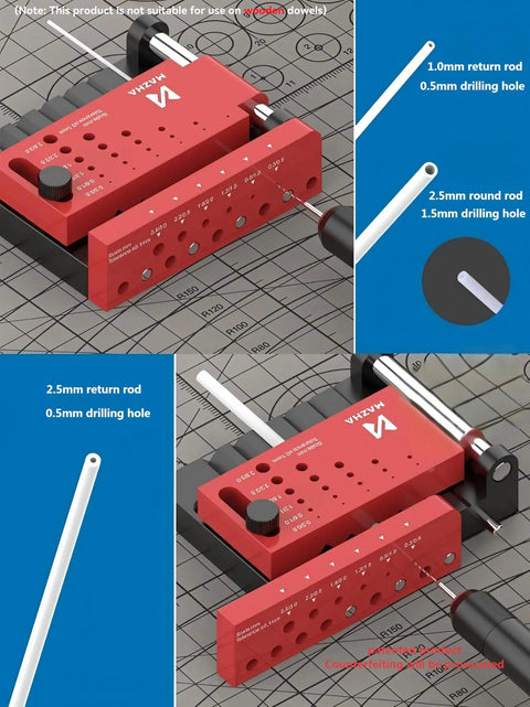 Round Rod Center Locator Drill Guide Jig For Precise Hole Positioning With Adjustable Drilling Size 0.3-3 mm And 1-4 mm Bar Compatibility