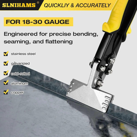 Pro Grade 3 Inch Sheet Metal Hand Seamer Tool For HVAC Pros And DIYers showing precise metal bending