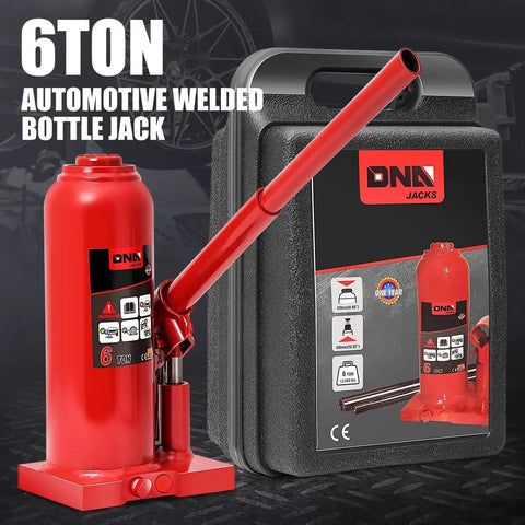 Heavy Duty 6 Ton Hydraulic Bottle Jack For Cars, Trucks And SUVs, Welded Steel Construction With Manual Handle, Red Portable Lifting Jack For DIY Repairs And Maintenance