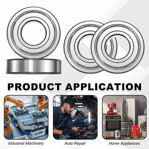 Set of 3 6210ZZ deep groove ball bearings, 50x90x20 mm, double metal shielded, pre-lubricated