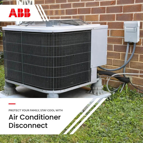 TFN60RCP Weatherproof Non-Fused AC Disconnect Switch Single Unit 60A 240V Single-Phase N3R installed with air conditioner