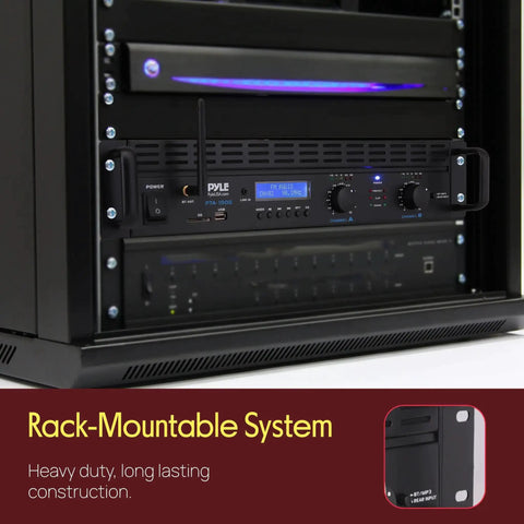 2 Channel Rack Mount Power Amplifier With Bluetooth 2000W Peak Bridgeable for stereo TRS XLR Speakon outputs in rack setup