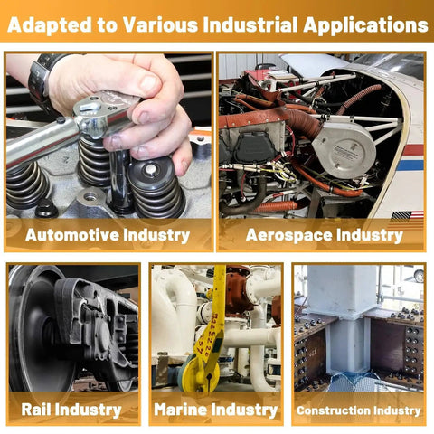 Collage of industries using Copper Anti Seize Grease Lubricant For High Temp Spark Plug Bolts 8 Oz Never Seize Compound With Micro Copper Flakes