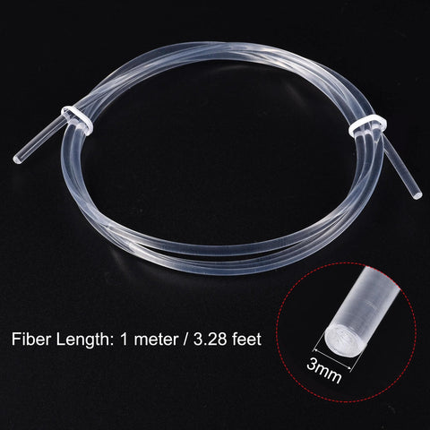 MECCANIXITY PMMA side-glow fiber optic cable, 3 mm diameter, 1 m length, clear for LED light guides