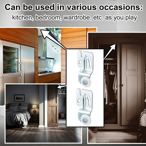 4 Pcs Sliding Closet Door Roller Kit For Top Hung Bypass Wardrobe Wheels Hardware on kitchen and bedroom doors