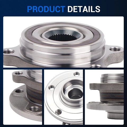 Detail view of Front Wheel Bearing Hub Assembly 513253 for Audi A3 Q3 TT Quattro and VW Jetta Beetle Passat, two pack.