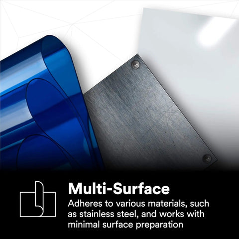VHB Double-Sided Acrylic Foam Mounting Tape showing adhesion to metal and plastic surfaces.