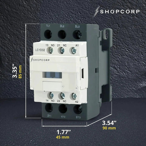 Three Pole Contactor With 120V Coil, 30 Amp Normally Open 1NO/1NC Auxiliary, IEC 660V Rated, DIN Rail Mounting Base, HVAC Control