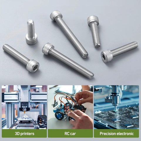 Ultimate M3 Screws And Nuts Kit For 3D Printing 750 Piece Set In 304 Stainless Steel showing bolts and use in electronics