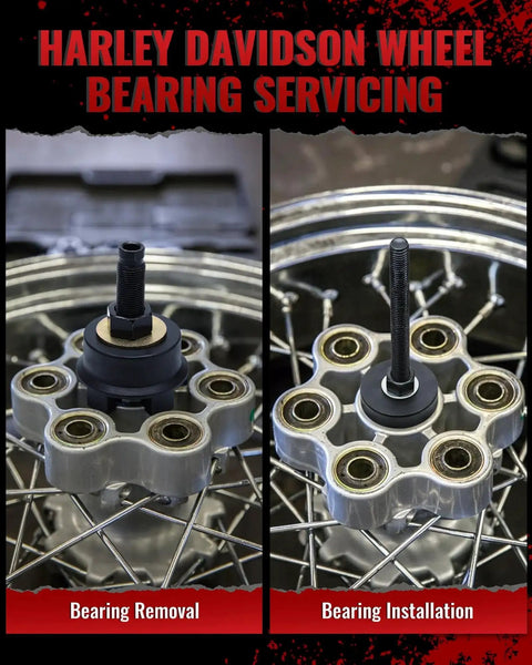 Motorcycle Wheel Bearing Puller Tool Kit For Sealed Bearings Three Quarter Inch 1 Inch And 25mm Removal and Installation