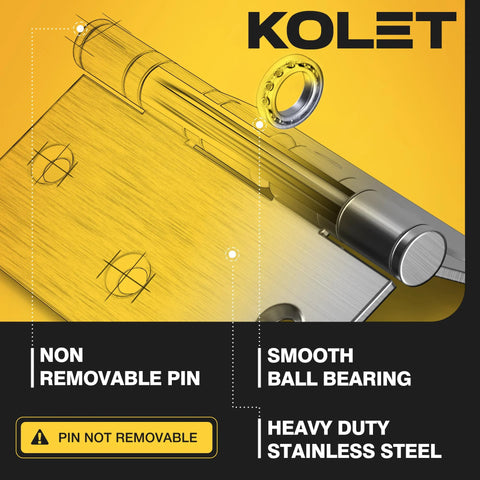 KOLET ball bearing door hinges, 3.5 in, 5/8-in radius, brushed nickel, 3-pack