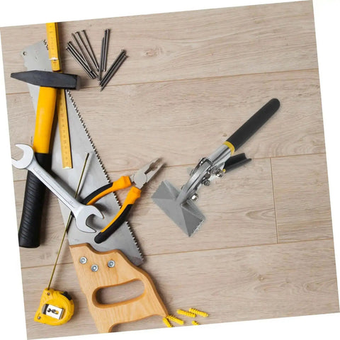 Beefy Heavy Duty Metal Flattening Tool And Duckbill Pliers For Seamers on wooden surface with various hand tools around