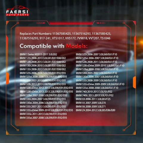 List of BMW models compatible with VVT engine oil control solenoid replacement kit