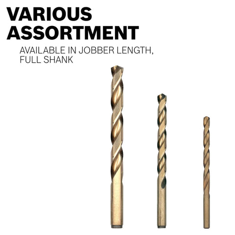 Heavy-Duty Light-Gauge Metal Cobalt Drill Bit 5/64 In x 2 In By Bosch - Surface-Hardened HSS-Co Bit of various sizes