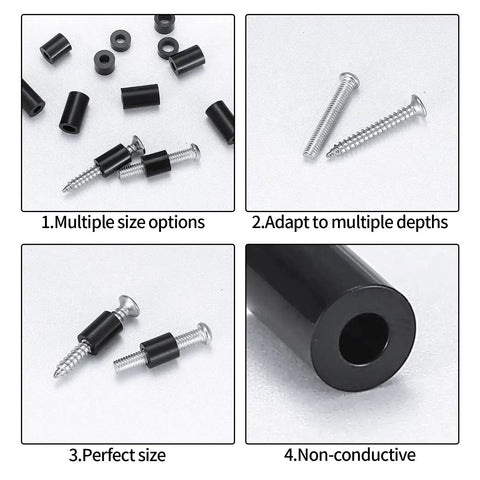 400 Pack Nylon Electrical Outlet Spacers, ABS Round Spacers And Standoffs, Non Threaded Screw Spacers, Plastic Washers, Black, 14 Size Range
