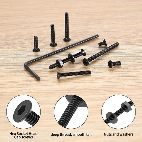 645 Piece M2 Metric Screw Set With Flat Head Countersunk Hex Socket Cap Screws, Black Bolts And Nuts, Washers And Wrench, Pro Grade Kit