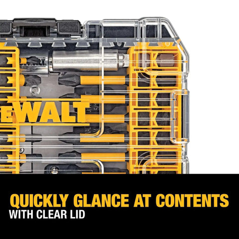 Impact Ready 40-Piece Screwdriver Bit Set With Storage Case For FlexTorq Impact Drivers See Through Lid Patented Bit Bar For Easy Bit Removal Grab-And-Go Handy Case Dewalt with clear lid