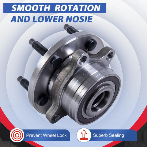 Front And Rear Wheel Hub Bearing Assembly For 2011 To 2018 Ford Explorer And 2013 To 2018 Police Interceptor Utility, 5 Lug, Non ABS Direct Fit OE Replacement 512460 HA590446 BR930809 Beefed Up Reliability